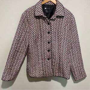 Carole‎ Little Women's Chic Black and Pink Patterned Silk Jacket Size L